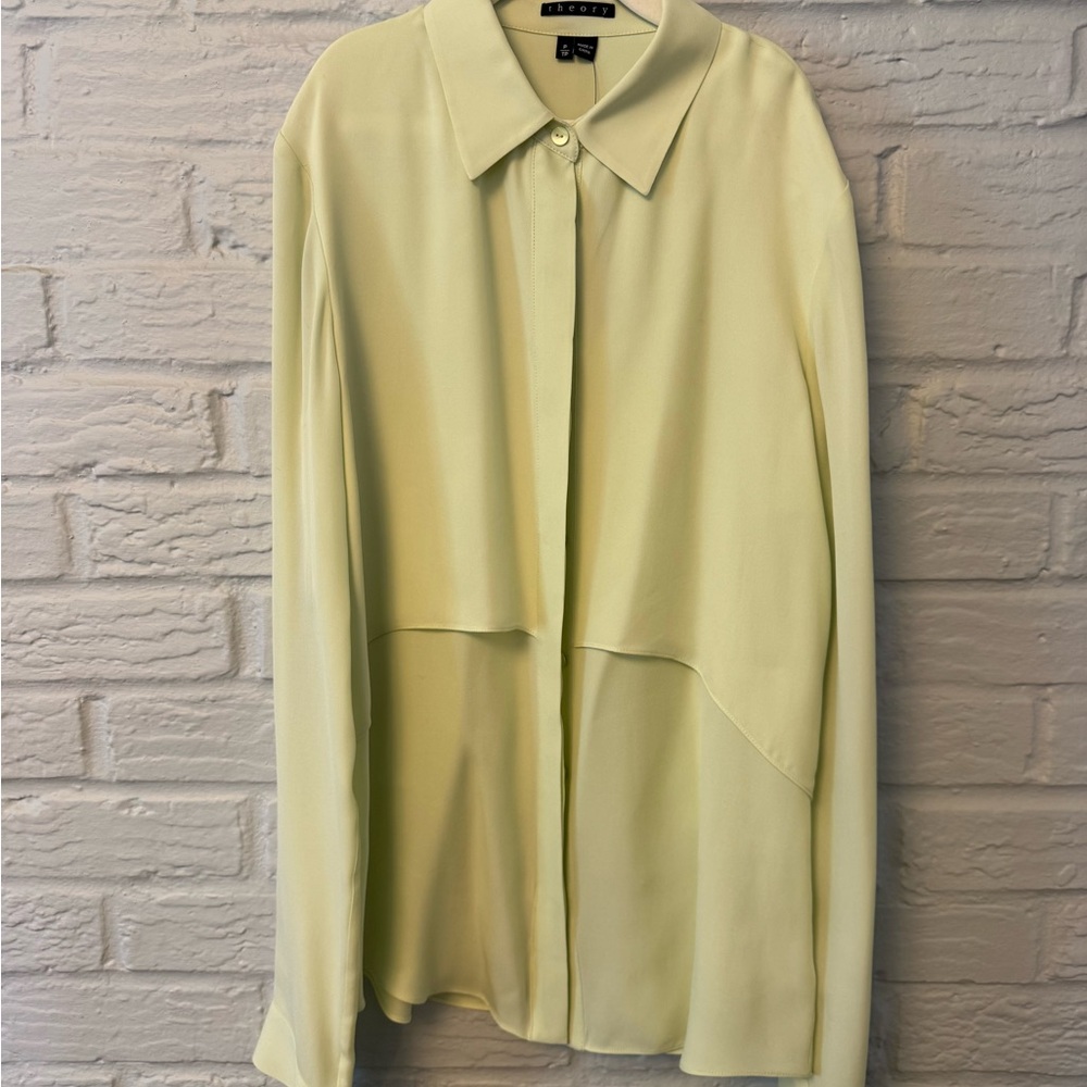 Theory Rosita Light Green Silk Blouse size P/XS